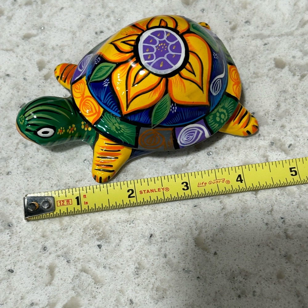 Mexican Colorful Turtle Trinket Box Jewelry Box Folk Art - Picture 7 of 7